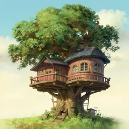 treehouse, studio ghibli, octane render, 4 k