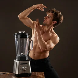 man dancing with a vitamix blender