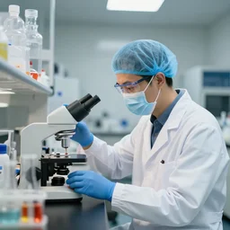 there is a scientist in a laboratory