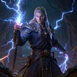 Sorcerer, power, electric arc, fuctuating reality, hyper-realistic, highly detailed, Octane Render