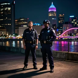 First Official image from Denis Villeneuve's new sci-fi film Allegheny, starring Wiz Khalifa as a futuristic police officer in neon-lit nighttime Pittsburgh, filmed by Greig Fraser on Alexa LF. Gorgeous, mournful cinematography, stark shadows, diffused colored gel lighting.