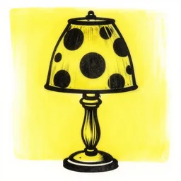 lamp, linocut, yellow and black, large dots
