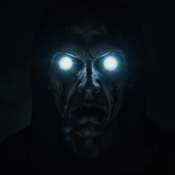 man with headlights for eyes, horror, horror movie, scary, creepy, nighttime, dark