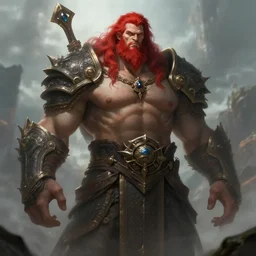 a highly detailed portrait of a massive epic fantasy giant red haired man concept art