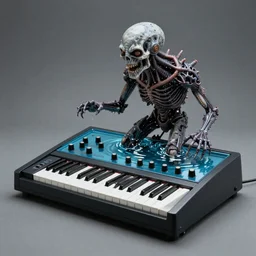 a water music synthesiser in the style of H. R. Giger,