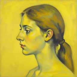 A beautiful body art of a person in profile, with their features appearing both in front of and behind their head. macro photo, yellow by Helen Frankenthaler, by Philip Guston lively, a e s t h e t i c