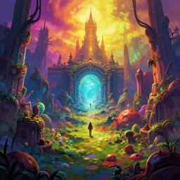 colorful portal to another realm, apocalyptic fantasy, mmo, digital art