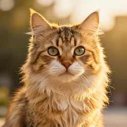 fluffy cyberpunk tabby cat, golden hour, fantasy, vivid colors, sharp focus, digital art, hyper - realistic, 4 k, unreal engine, highly detailed, hd, dramatic lighting by brom, trending on artstation