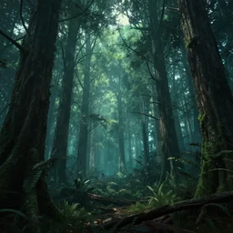 a cyberpunk forest, realistic