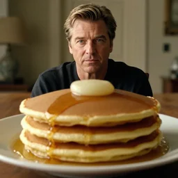 i can barely make it out but it almost looks like jeff goldblum in that pancake