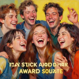 incredible beautiful detailed intricate photorealistic painting of a group of friends laughing together. the colors are very vibrant and the people in the photo look very happy. award winning. vibrant colors, funny, personal, positive, visually pleasing, engaging. high resolution. high quality. photorealistic. hq hd. 8 k. trending on artstation. group of friends laughing. award winning