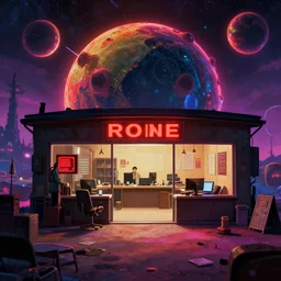 1 9 4 0 private detective office landscape, mandelbulb, vibrant, film noir concept art, in the style of no man's sky and la noire