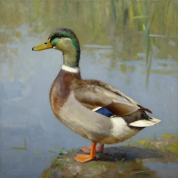 a duck on the prowl oil painting maurice esteve