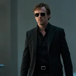 cinematic still of terminator played by stephen hawking