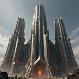 3 d sculpt evil coruscant art deco cathedral architecture tron a thick futurist cyberpunk brutalist scifi tower edged weapon angular, warhmmer 4 0 k, lotr, star wars, ilm, beeple, star citizen, halo, mass effect, starship troopers, elysium, the expanse, high tech industrial, artstation unreal, 8 k, 4 k, hd