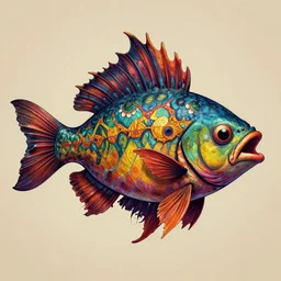 mexican lovecraftian fish by tim shumate, mexican themes, 8 k, highly detailed, concept art, cmyk colors
