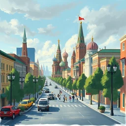 moscow street view panoramic painting animation background art disney looney tunes