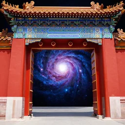 chinese gate open, universe background