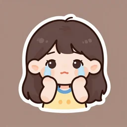 sticker cute girl is crying