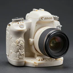 artificial intelligence carven in ivory, canon 5 d 5 0 mm lens