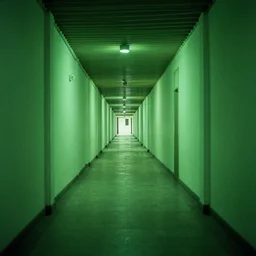 an infinite green hallway
