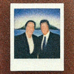 polaroid of jeffrey epstein and bill clinton on an island