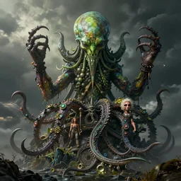 full color joel peter witkin photo of cthulhu, annie liebovitz, bosch, odd nerdrum, octane render