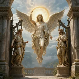 the gates of heaven with god, hyper realistic, in the style of greg rutkowski, fantasy, amazing detail,
