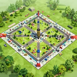2. 5 d perspective view, simcity with monopoly landscape