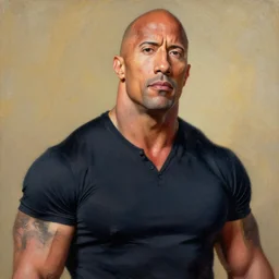 a painting of dwayne johnson, the rock, by rene magritte