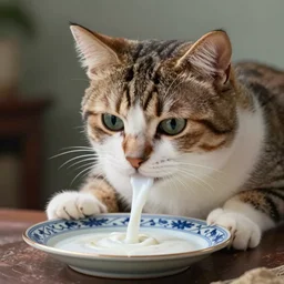 cute cat drinks milk from a porcelain plate, in game pathologic 2, digital art, unreal engine, cinematic composition, sharp, details, hyper - detailed, hd