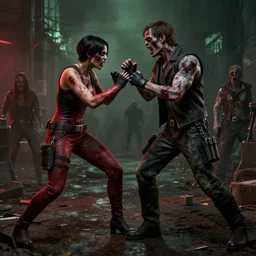 red queen fighting zombies in resident evil