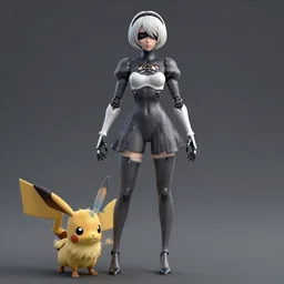 CAD xray render of a realistic android companion modeled after 2B from Nier Automata (with influence from Gardevoir from pokemon) and with slender feminine body type, solidworks, catia, autodesk inventor, unreal engine, gynoid cad design inspired by Masamune Shirow and Nier Automata and Ross Tran, product showcase, octane render 8k
