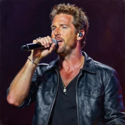 Tony Romo singing at a concert, oil on canvas, intricate, portrait, 8k highly professionally detailed, HDR, CGsociety