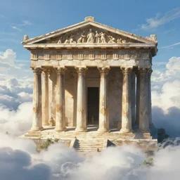 'Ancient Greek Temple in the Clouds', anime, a fantasy digital painting by Greg Rutkowski and James Gurney, trending on Artstation, highly detailed