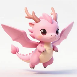 cute little flying chibi dragon, light pink color scheme, highly detailed, artgerm, cushart krenz, artstation, soft light, sharp focus, illustration, character design, concept art