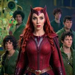 scarlet witch, goro fujita, naturel, hyper detailed, digital art, trending in artstation, cinematic lighting, studio quality, smooth render, unreal engine 5 rendered, octane rendered, art style by klimt and nixeu and ian sprigger and wlop and krenz cushart.