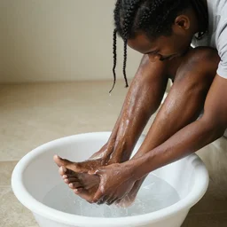 a man with braid il wash his feets