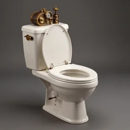 studio photo of a toilet in a steampunk style