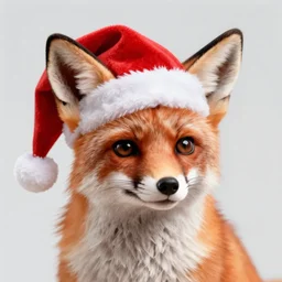 fennec fox, wearing santa hat, digital art
