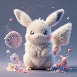 a fluffy pokemon:: by guillermo del toro and Martine Johanna and Simon Stålenhag and Chie Yoshii frank Lloyd Wright:: dynamic, particulate, pastel colors, intricate, elegant, highly detailed, centered, artstation, smooth, sharp focus, octane render, 3d