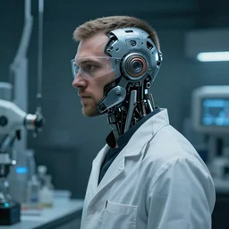 a laboratory operator man with cybernetic enhancements, scifi character portrait by greg rutkowski, daytoner, cinematic lighting, dystopian scifi gear, profile picture, character concept