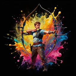 hobby archery splash art graphic design color splash high contrasting art, fantasy, highly detailed, art by greg rutkowski