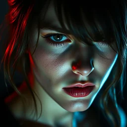 alexandra daddario in horror, pretty face, close, cinematic horror colors, realistic shaded lighting, cinematic wallpaper by stanley artgerm lau