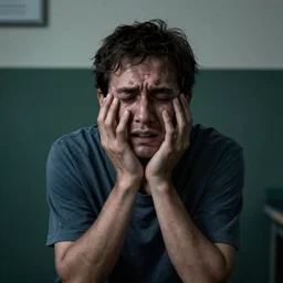a portrait of an asylum patient filled with pain and anguish, dark, depressing, grim, moody, atmospheric lighting, cinematic, unreal engine, by nicola samori