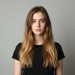portrait of a tall short woman man with long short hair that is brown blonde ugly beautiful dark light