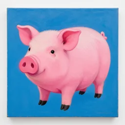 a beautiful painting lovely toy pink pig, by kusama yayoi award - winning art color screen printing