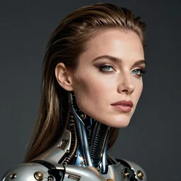extremely detailed, intricate photorealistic portrait of beautiful female android, art by mario testino