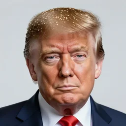 bald trump with sesame seeds on his head