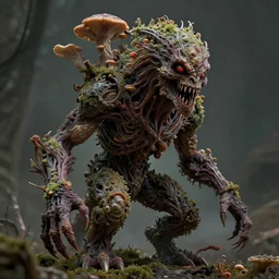 a extremely scary horror photograph of a fantasy creature made out of nature and fungus, intricate, hyperrealism, sharp focus, cinematography, highly detailed, octane render, horror cgi 4 k, matte, photograph by professional photographer